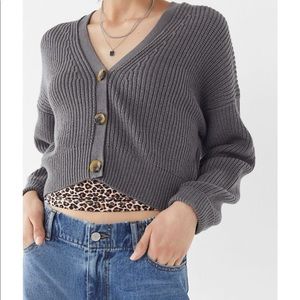 Urban Outfitters Cropped Grey Sweater Cardigan NWT